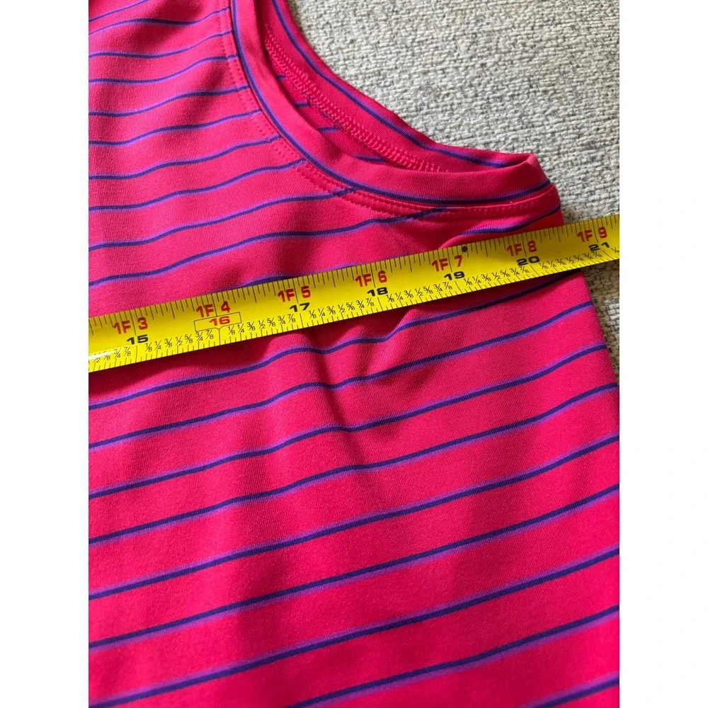 Nike Golf Dri-FIT Sleeveless Polo Shirt Pink Blue Striped‎ Women's Large